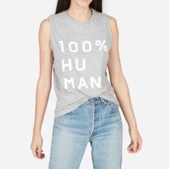 Everlane Tops - Everlane 100% Human Graphic Tank Heather Grey size small